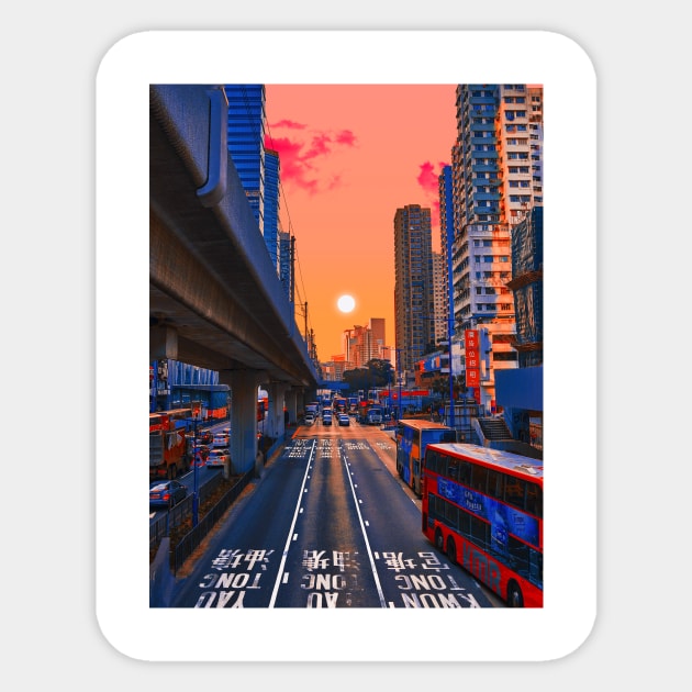 Sunset in Hong Kong Sticker by funglazie